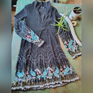 Zara Black Dress with Floral Accents